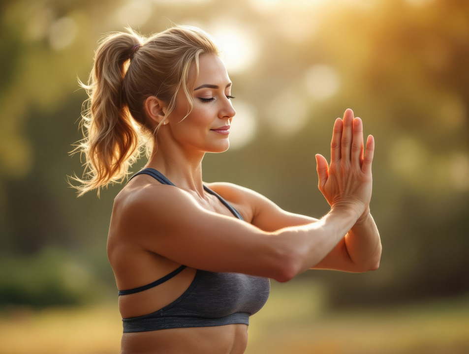 Persona practicando respiración consciente en armonía con la naturaleza